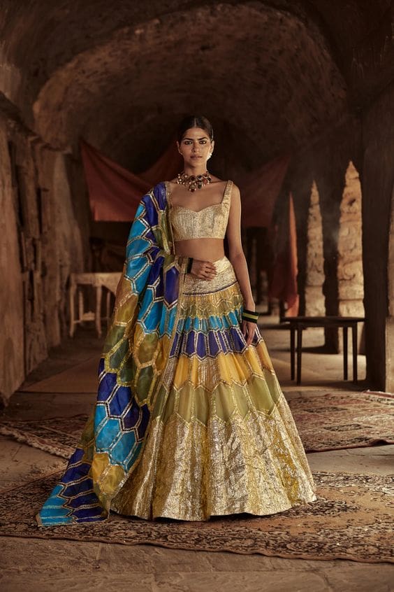 Colour-Blocked Lehengas Bridal Lehenga Trends - Colour-Blocked Lehengas