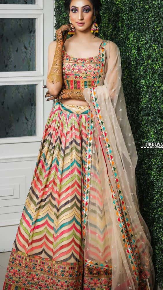Multi-Coloured Embroidery Bridal Lehenga Trends - Multi-Coloured Embroidery