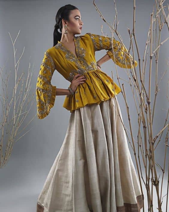  Peplum Blouse and Long Skirt -  Indian Guest Wedding Outfit ideas