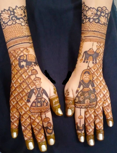 16. Rajasthani Mehndi Designs with Puppets 16. Rajasthani Mehndi Designs with PuppetsÂ