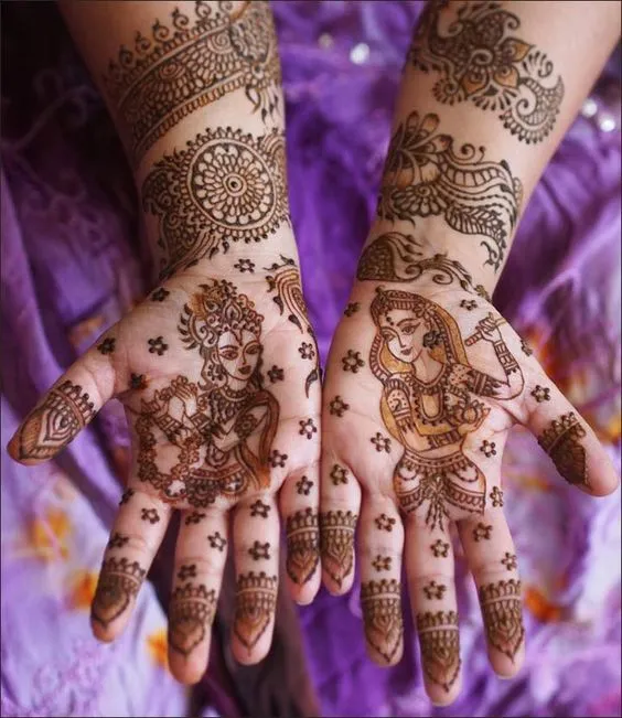 3. Radha-Krishna Swing Rajasthani Mehndi Design 3. Radha-Krishna Swing Rajasthani Mehndi Design
