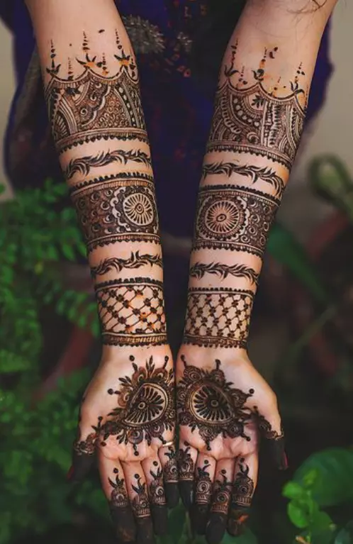 6. Bangle Ring Ceremony Mehndi Designs for Engagement Bride