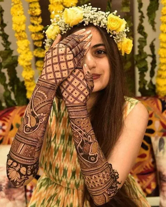 10. Bird Ring Ceremony Mehndi Designs for Engagement Bride