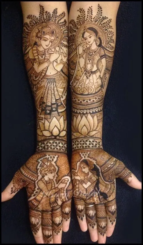 18. Indian God Ring Ceremony Mehndi Designs for Engagement Bride