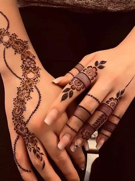 13. Spiral Ring Ceremony Mehndi Designs for Engagement Bride