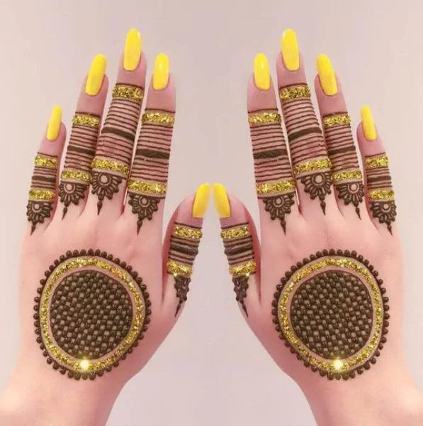 8. Coloured Bridal Back Hand Mehndi Designs 8. Coloured Bridal Back Hand Mehndi Designs
