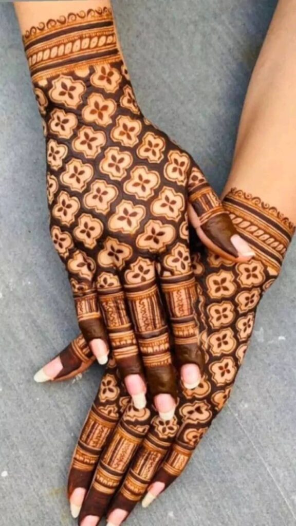 7. Honeycomb Bridal Back Hand Mehndi Designs 7. Honeycomb Bridal Back Hand Mehndi Designs