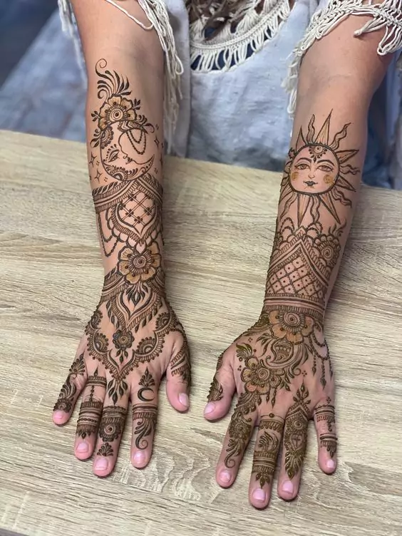 8. Manja Patta Full Hand Mehndi Designs for Bride 8. Manja Patta Full Hand Mehndi Designs for Bride
