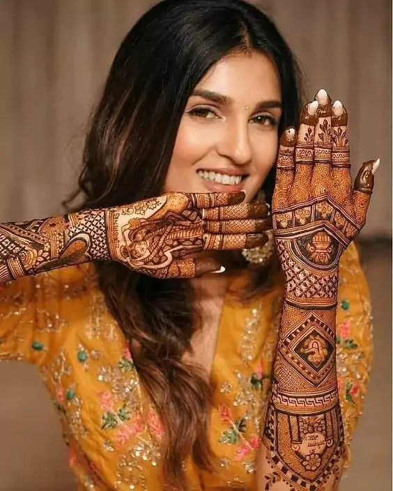 1. Wedding Theme Full Hand Mehndi Designs for Brides 1. Wedding Theme Full Hand Mehndi Designs for Brides