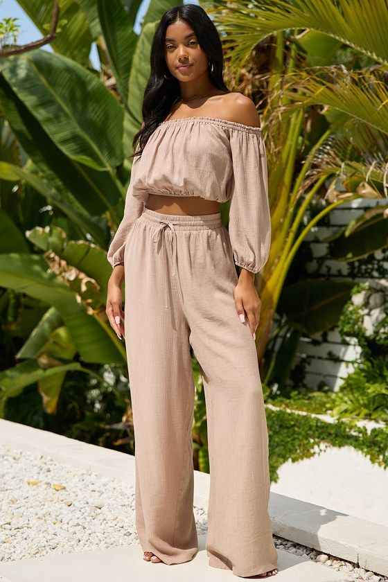 10. Off Shoulder Top With Relaxed Pants