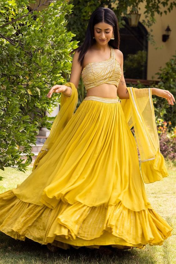 6. Off-Shoulder Haldi Outfit Ideas 6. Off-Shoulder Haldi Outfit Ideas