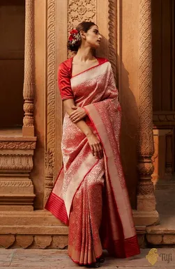 Red Pure Katan Silk Banarasi Saree