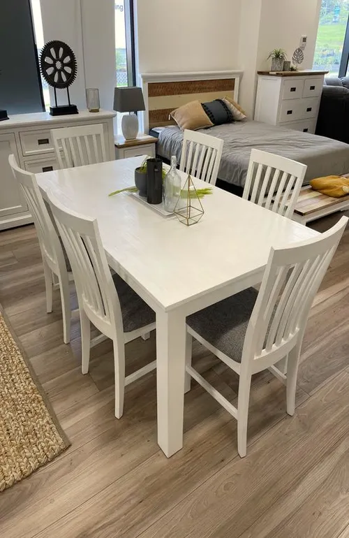 Upholstered in White Dining Table Set