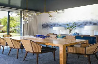 Burl Wood Dining Table Set
