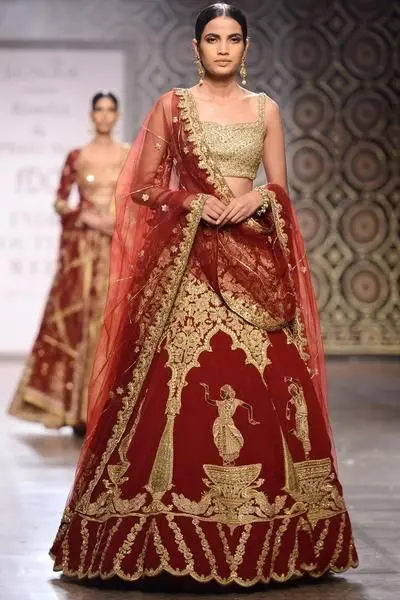 Maroon And Ochre - Bridal Lehenga Trends