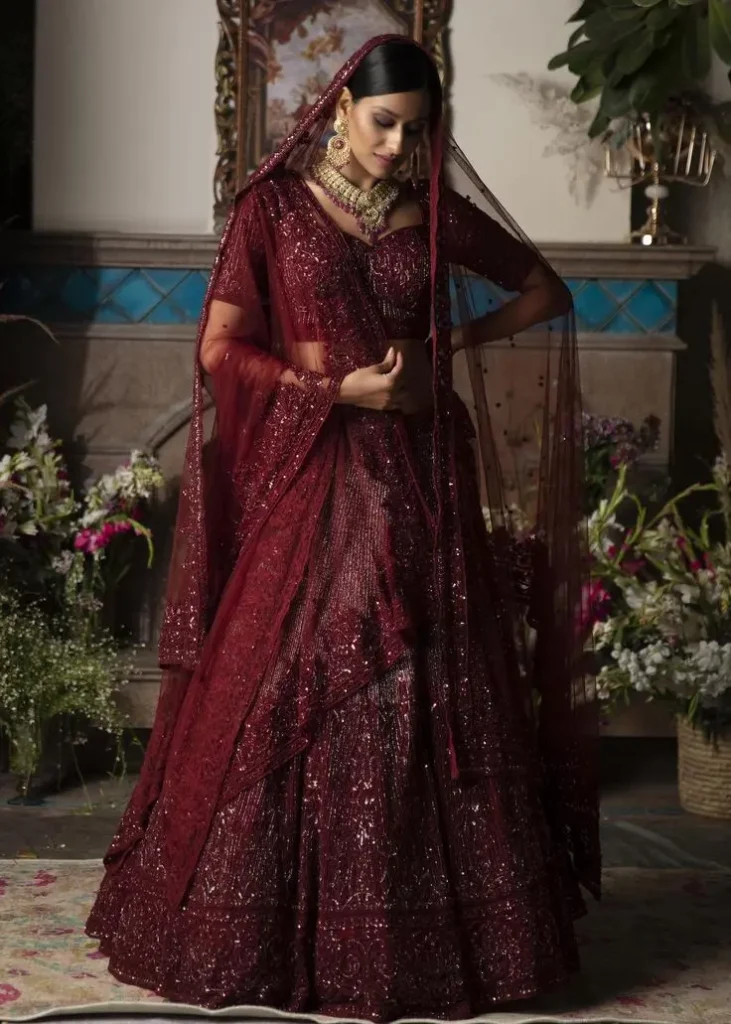 Bride In Burgandy - Bridal Lehenga Trends