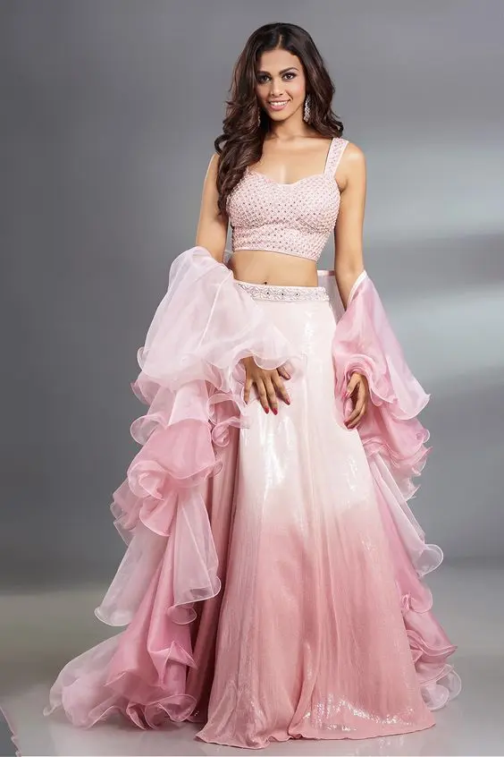 Self-Tone Embellishment & Ruffle Lehengas - Bridal Lehenga Trends