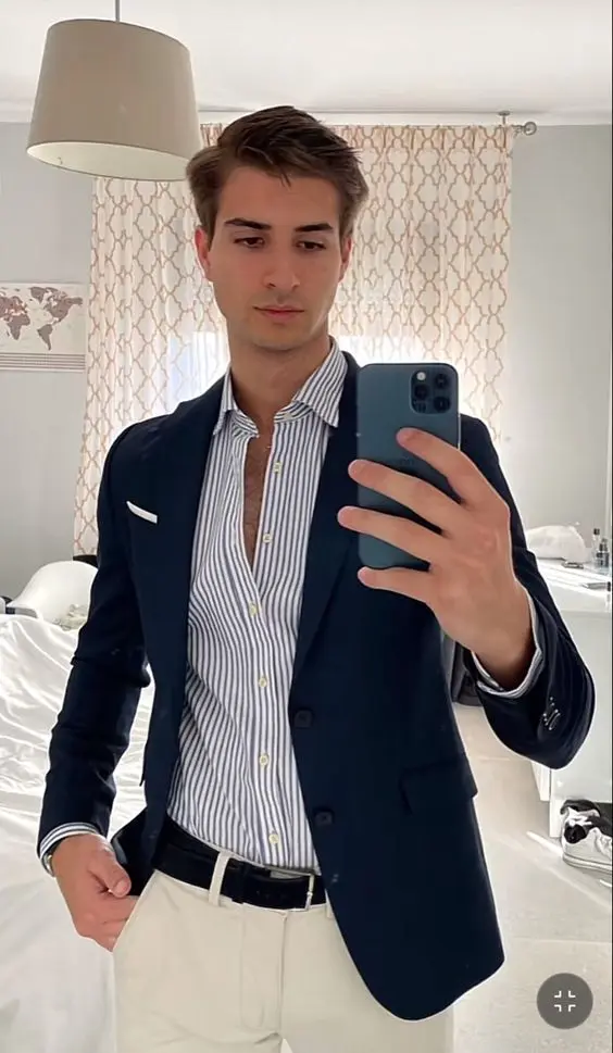Blazer with Striped Shirt - Valentine's Outfits For Men