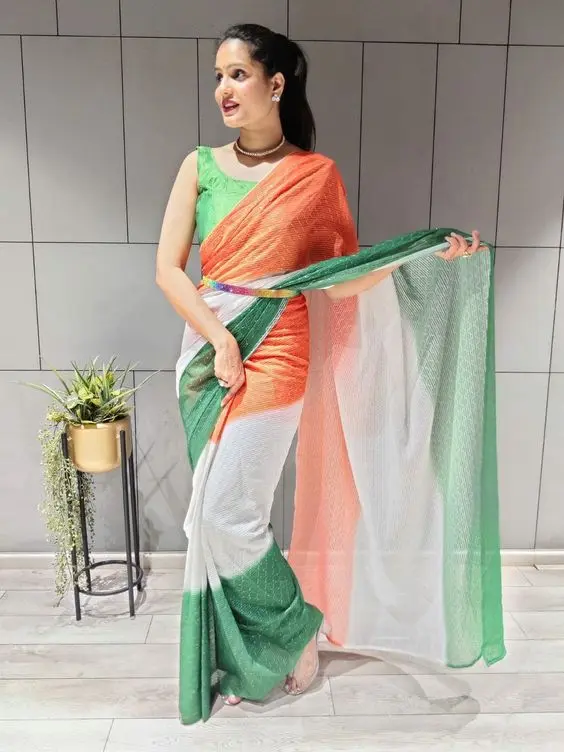 Tri Color Saree - Republic Day Outfit Ideas